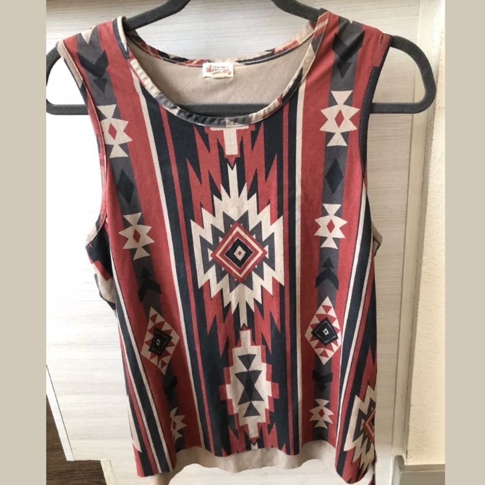 Ten Sixty Sherman Faux Suede Aztec print Top Large
